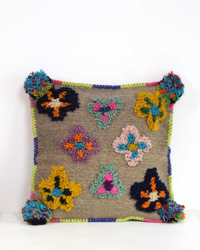 Petite housse de coussin carrée en laine les petites fleurs (Copie)