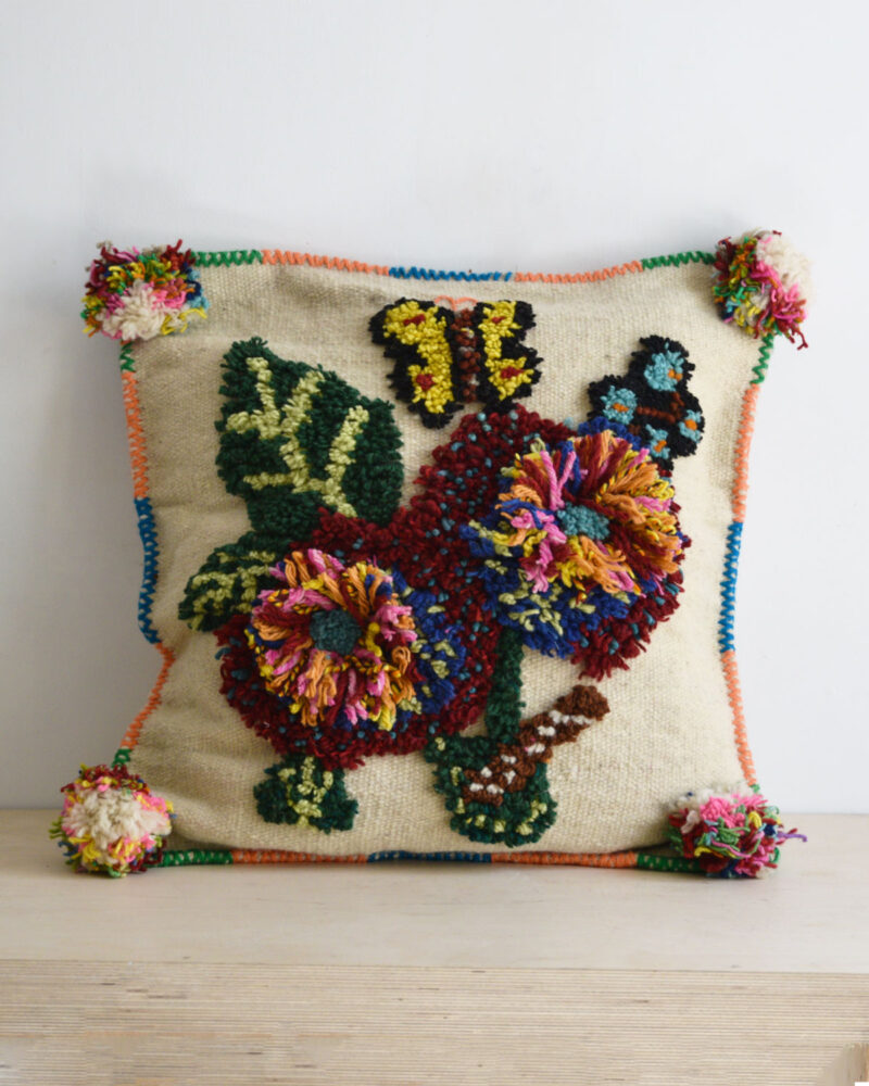 Handwoven cushion covers flowers