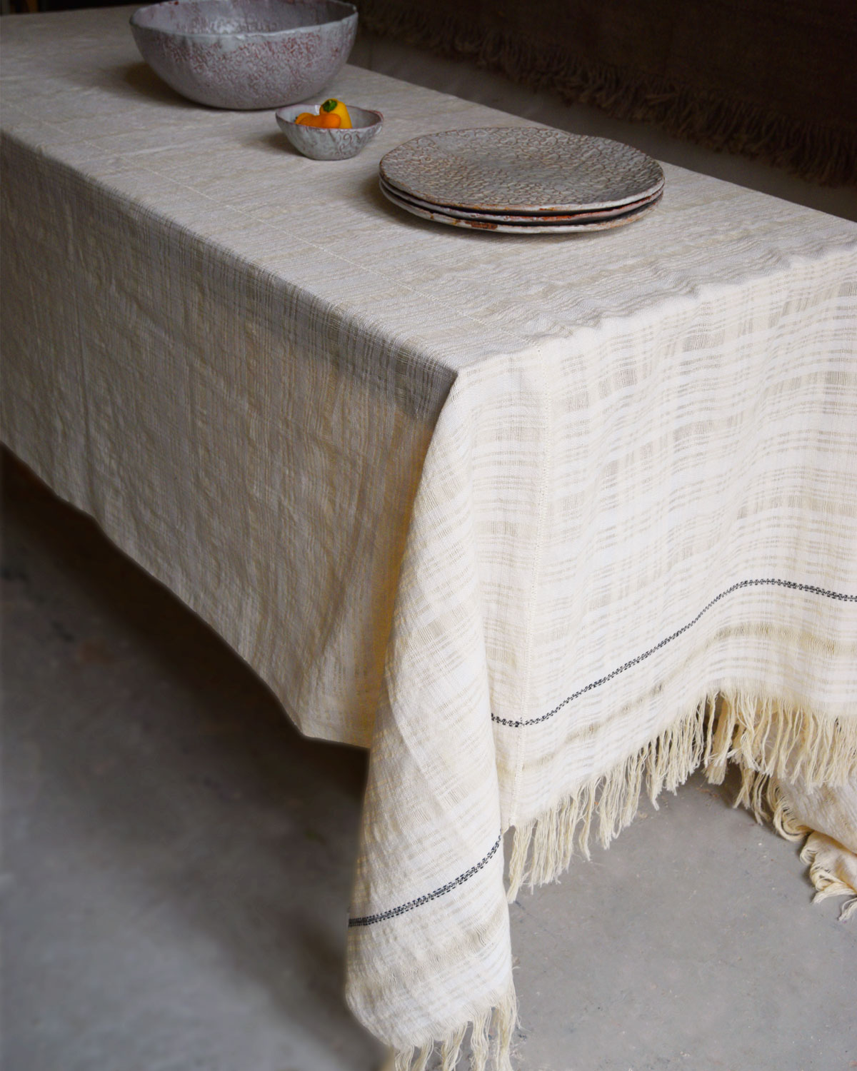 Nappe ou plaid Pana blanc naturel – Image 3